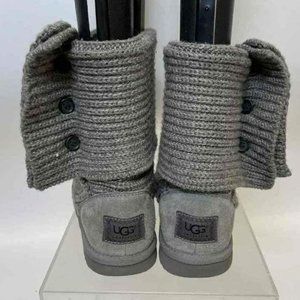 Ugg Women's Gray Cardy Sweater Boots Winter Comfy Boots - Size 6